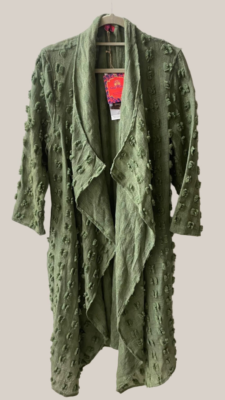 Nellore Jacket in Hand Dyed & Beautifully Woven Tusser Wool- Only S/M 10 TO 14!