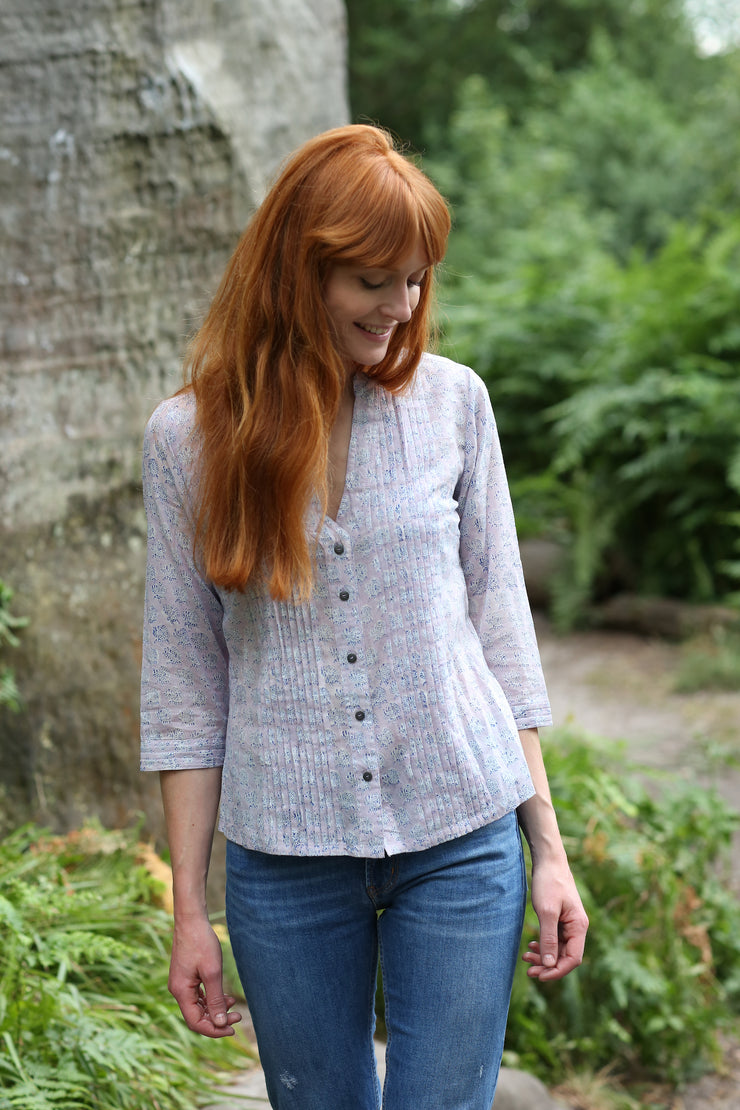 Millie Top Hand Block Printed in Pure Cotton Was £65 - Now £29 - Only Size M-12