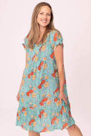 Maya Pocket Dress Hand Block Printed In Pure Cotton Only in Size L-14 Last One