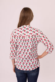 Kamal Pleat Shirt Hand Block Printed in Pure Cotton Size M-12 Only Left Was £59 Now £29