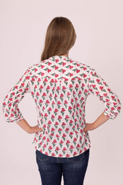 Kamal Pleat Shirt Hand Block Printed in Pure Cotton Size M-12 Only Left Was £59 Now £29